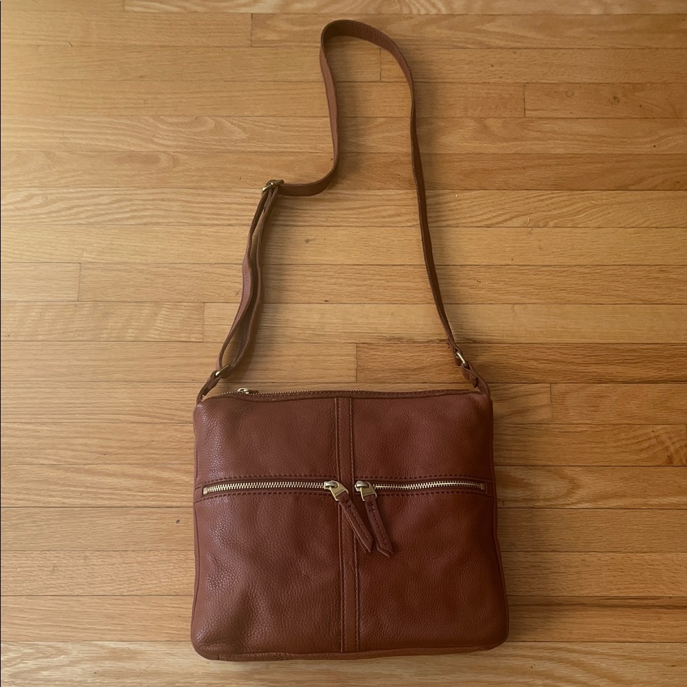 Fossil Tan Leather Crossbody Bag